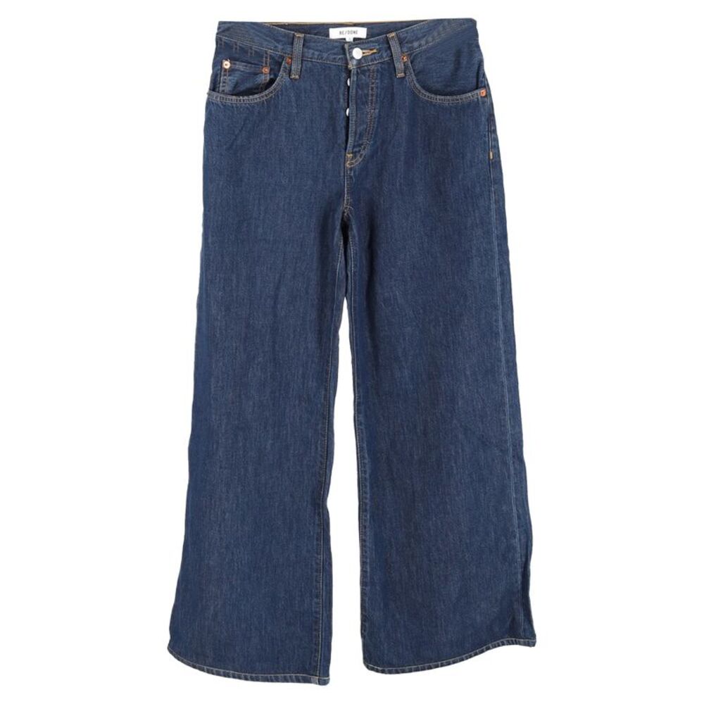 Re/Done Wide-Leg Jeans in Blue Cotton Denim